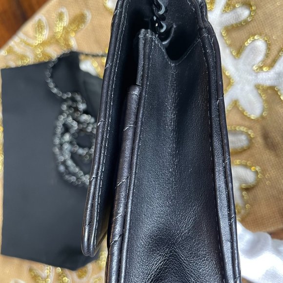 ***SOLD****Chanel Classic Flap Reissue 2.55 So Black Chevron Wallet On Chain WOC - Picture 14 of 16